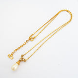 【6jfb0018】クリスチャンディオール ネックレス GPメッキ フェイクパール ラインストーン ゴールド【中古】レディース