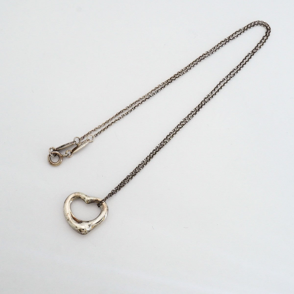 【6jfb0036-k】ティファニー ネックレス オープンハート シルバー925【中古】レディース