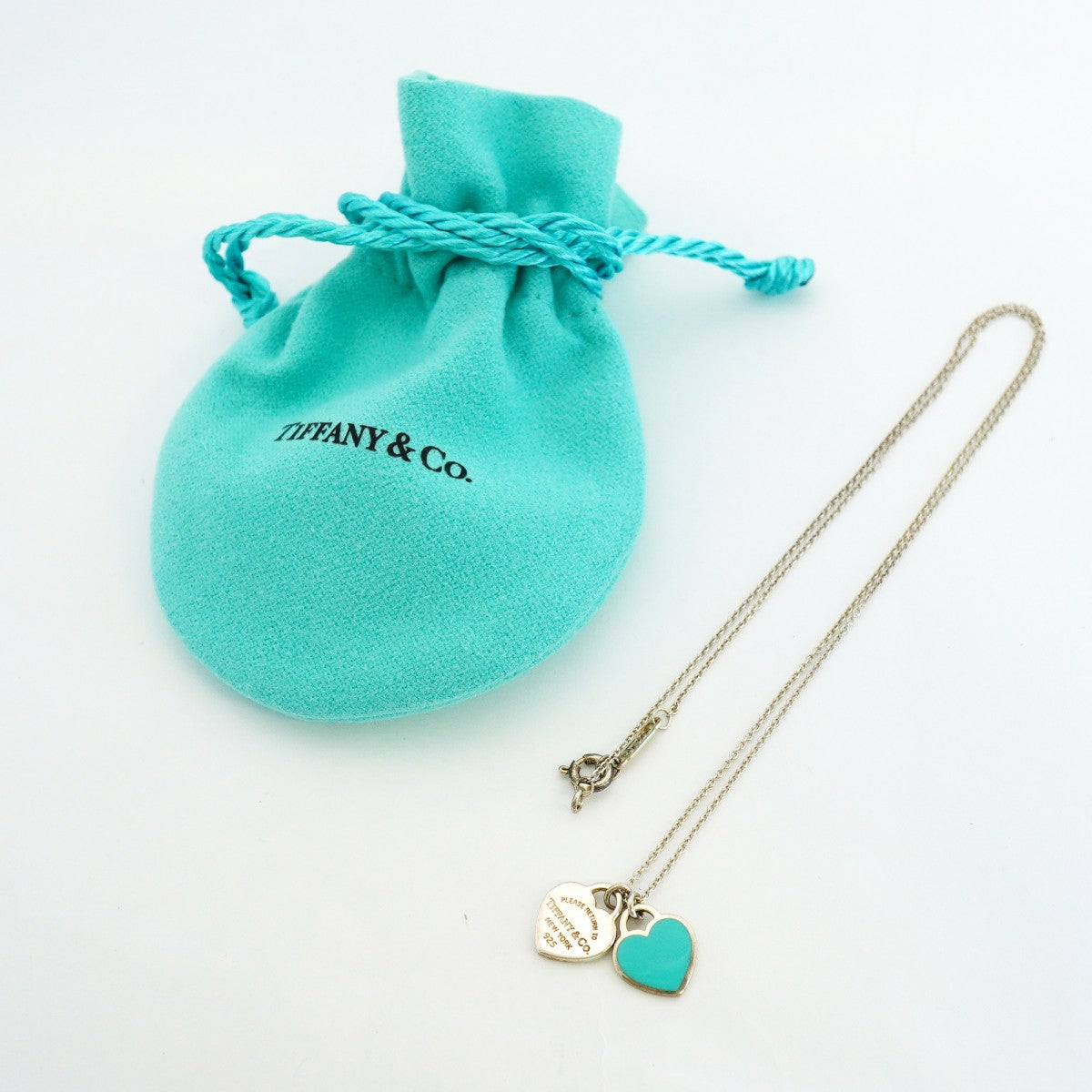 【6jfb0037-k】ティファニー ネックレス ダブルリターントゥハート シルバー925 ブルー【中古】レディース