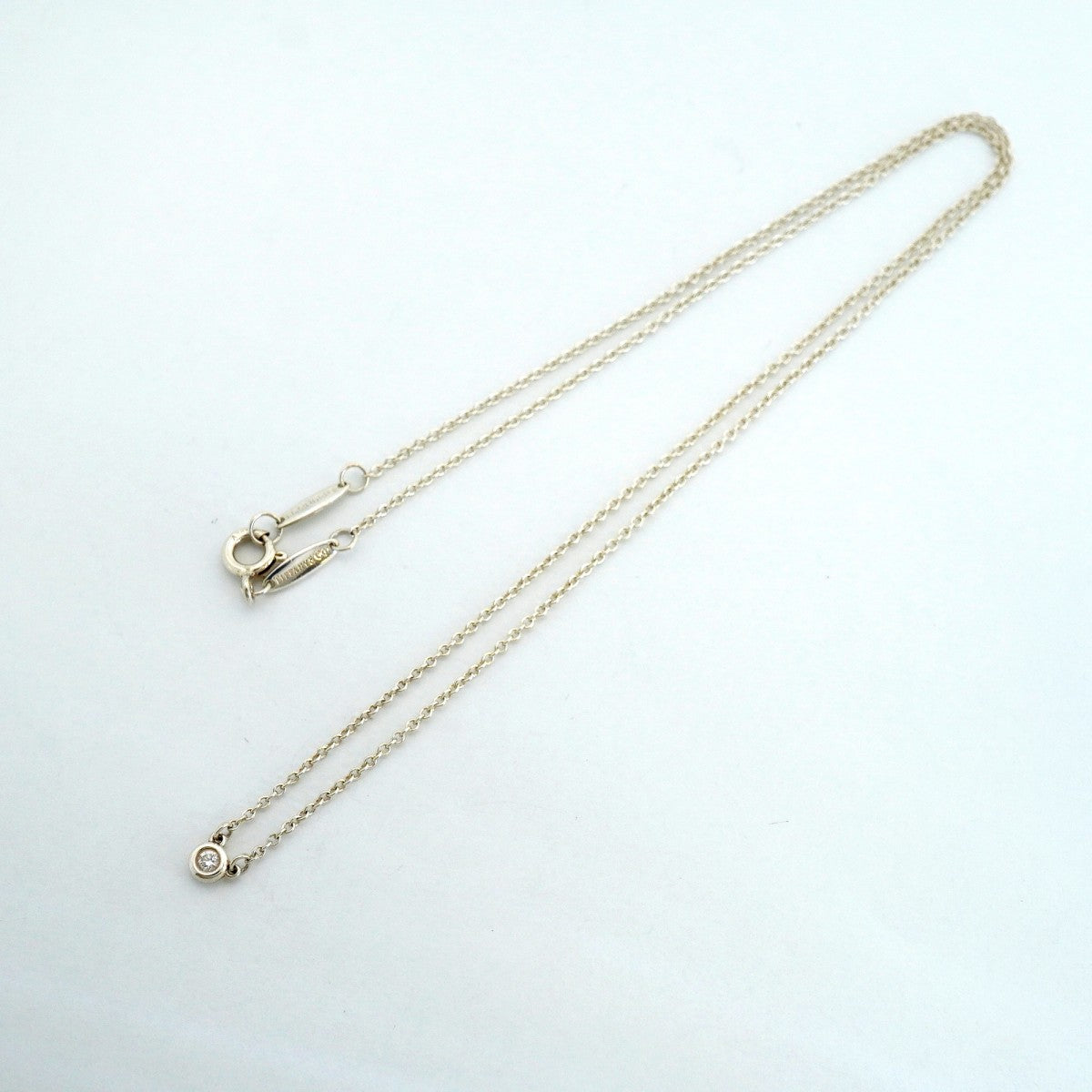 【6jfb0039-k】ティファニー ネックレス バイザヤード 1PD シルバー925 ダイヤモンド【中古】レディース
