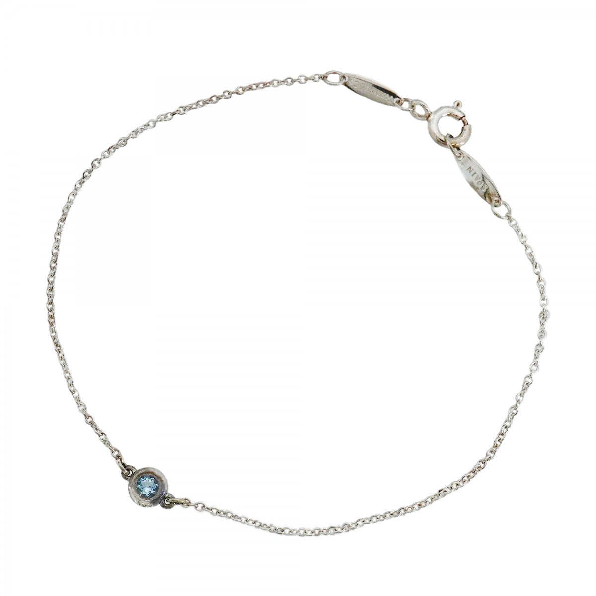 【6jfb0041-k】ティファニー ブレスレット バイザヤード シルバー925 アクアマリン ブルー【中古】レディース