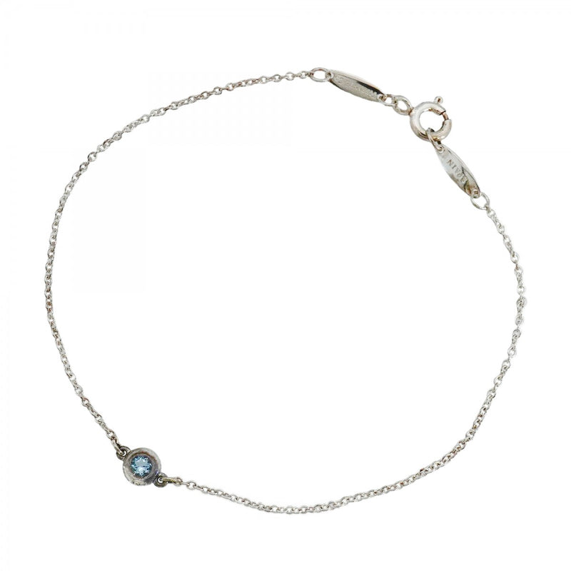 【6jfb0041-k】ティファニー ブレスレット バイザヤード シルバー925 アクアマリン ブルー【中古】レディース