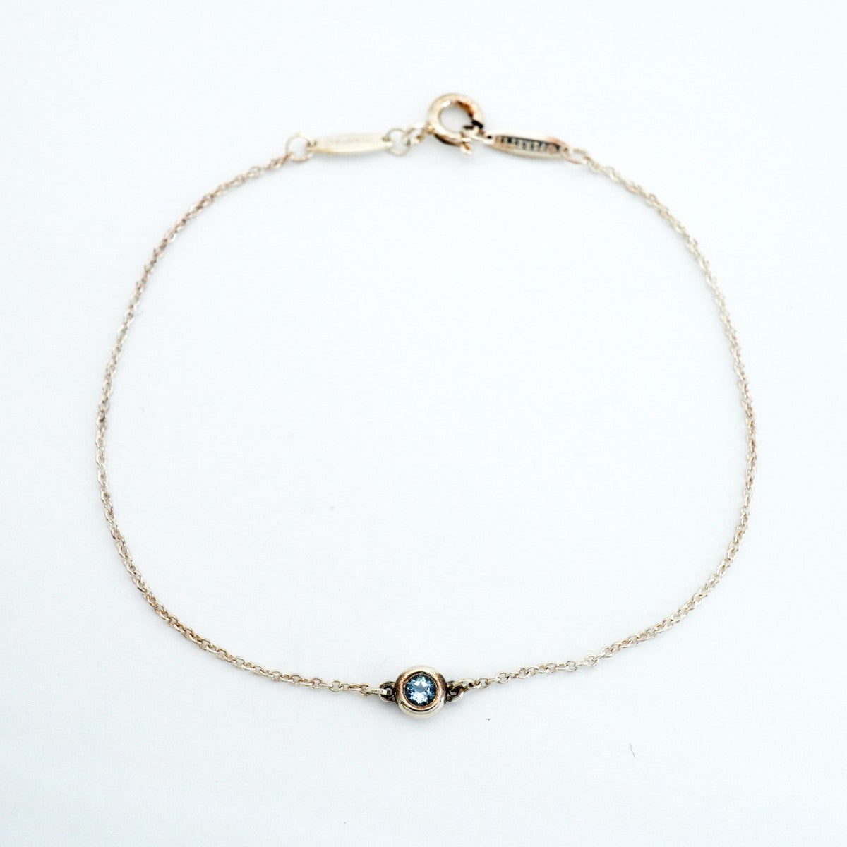 【6jfb0041-k】ティファニー ブレスレット バイザヤード シルバー925 アクアマリン ブルー【中古】レディース