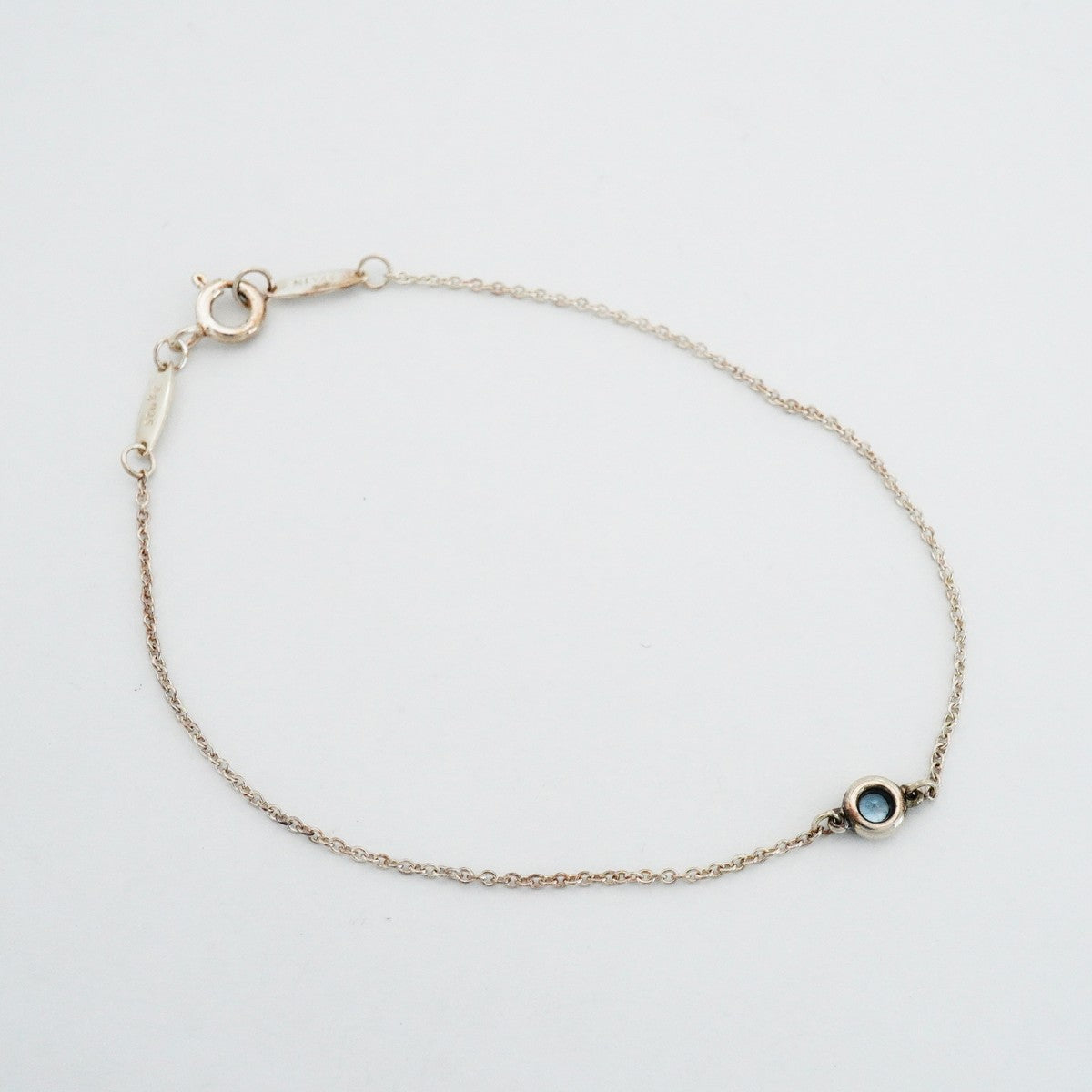 【6jfb0041-k】ティファニー ブレスレット バイザヤード シルバー925 アクアマリン ブルー【中古】レディース