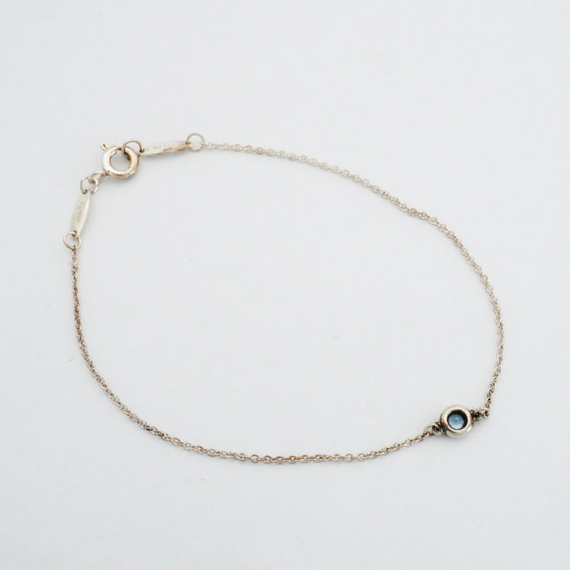 【6jfb0041-k】ティファニー ブレスレット バイザヤード シルバー925 アクアマリン ブルー【中古】レディース