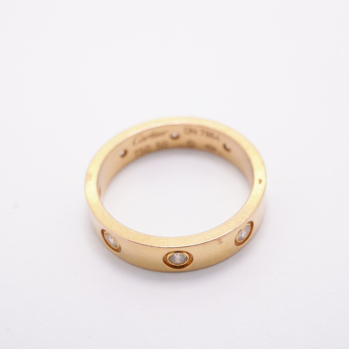 【6jfb0049】カルティエ リング ミニラブ フルダイヤ K18YG イエローゴールド ダイヤモンド ＃50【中古】レディース