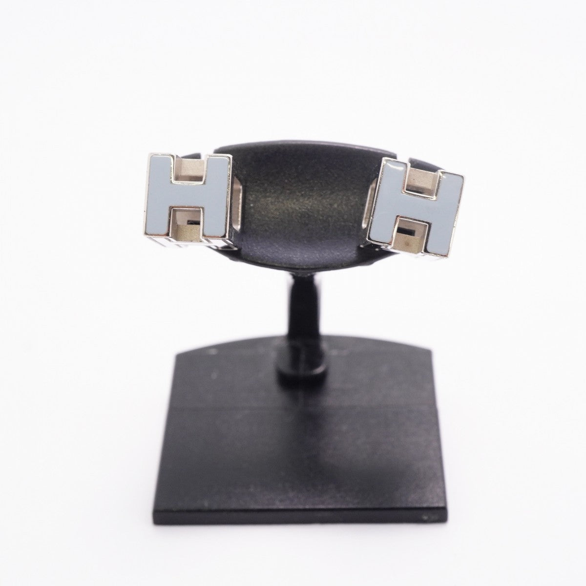 【6jfb0062-k】エルメス ピアス カージュドアッシュ メタル シルバー ブルー【中古】レディース