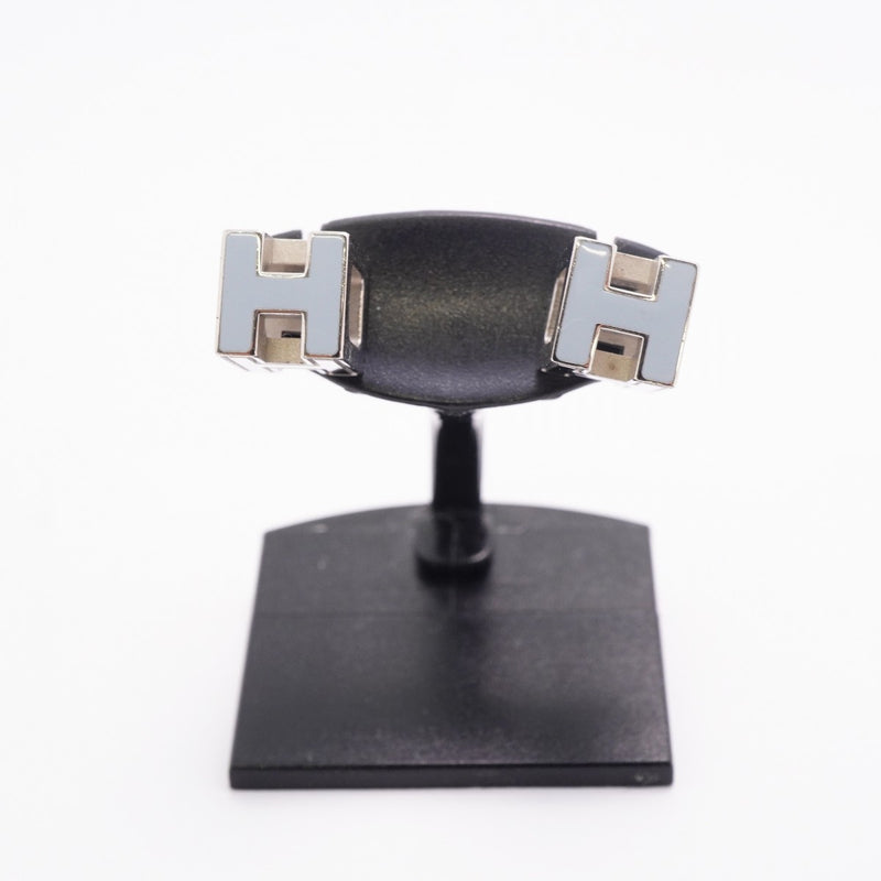 【6jfb0062-k】エルメス ピアス カージュドアッシュ メタル シルバー ブルー【中古】レディース