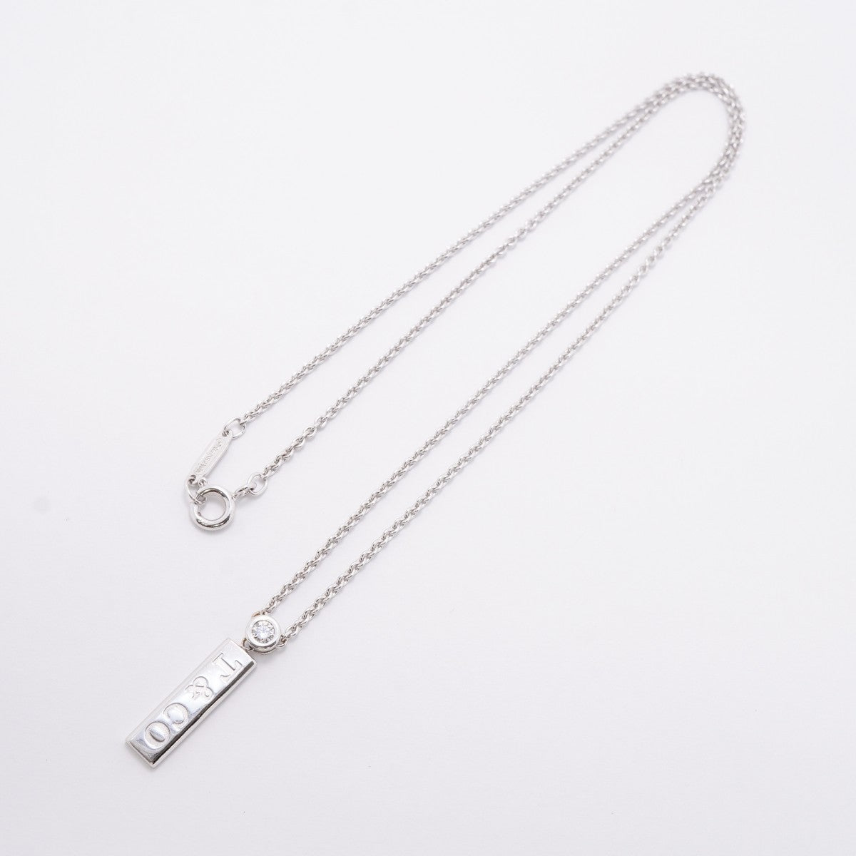 【6jfb0072】ティファニー ネックレス 1837/バー/ドロップ 1PD K18WG ホワイトゴールド ダイヤモンド【中古】レディース