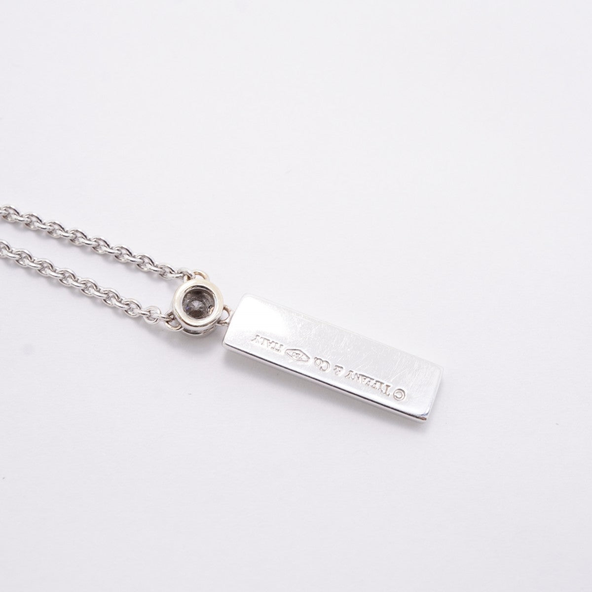 【6jfb0072】ティファニー ネックレス 1837/バー/ドロップ 1PD K18WG ホワイトゴールド ダイヤモンド【中古】レディース