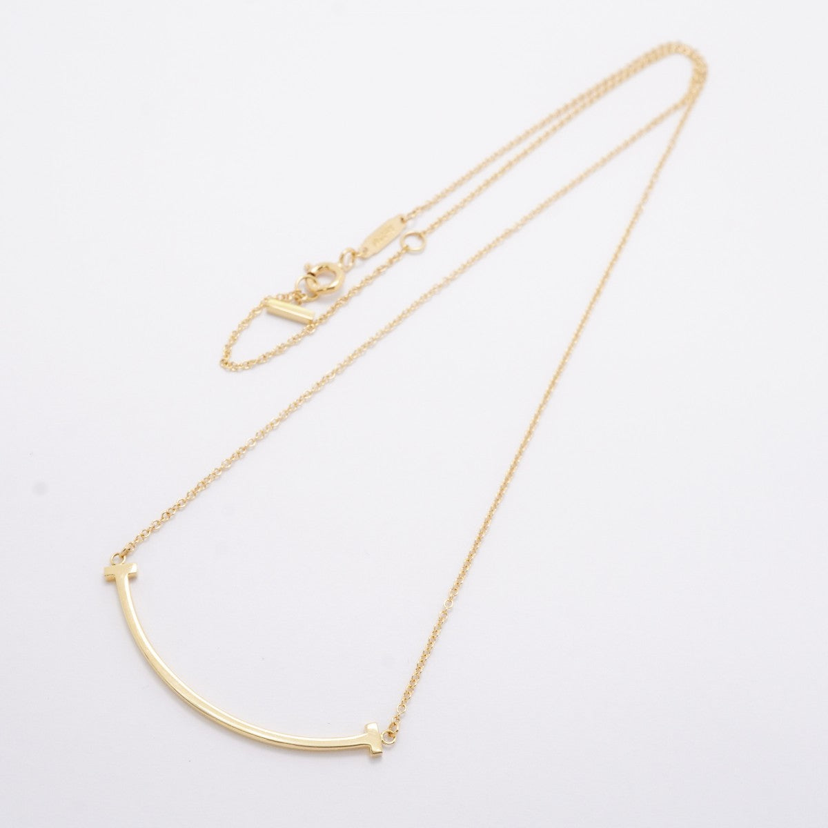 【6jfb0074】ティファニー ネックレス Tスマイル スモール K18YG イエローゴールド【中古】レディース