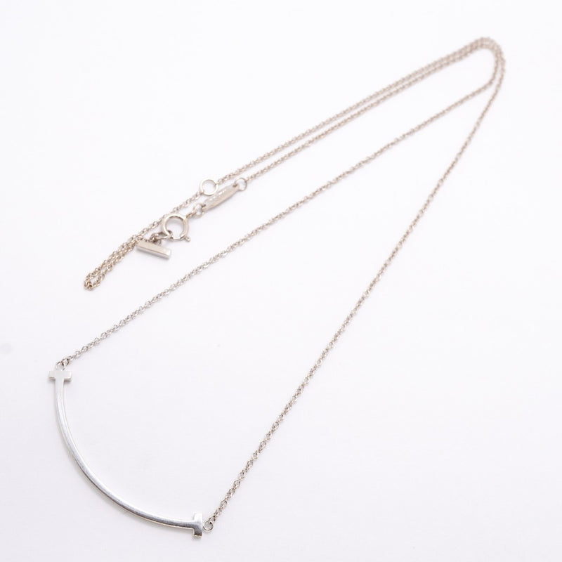 【6jfb0078】ティファニー ネックレス Tスマイル スモール K18WG ホワイトゴールド【中古】レディース