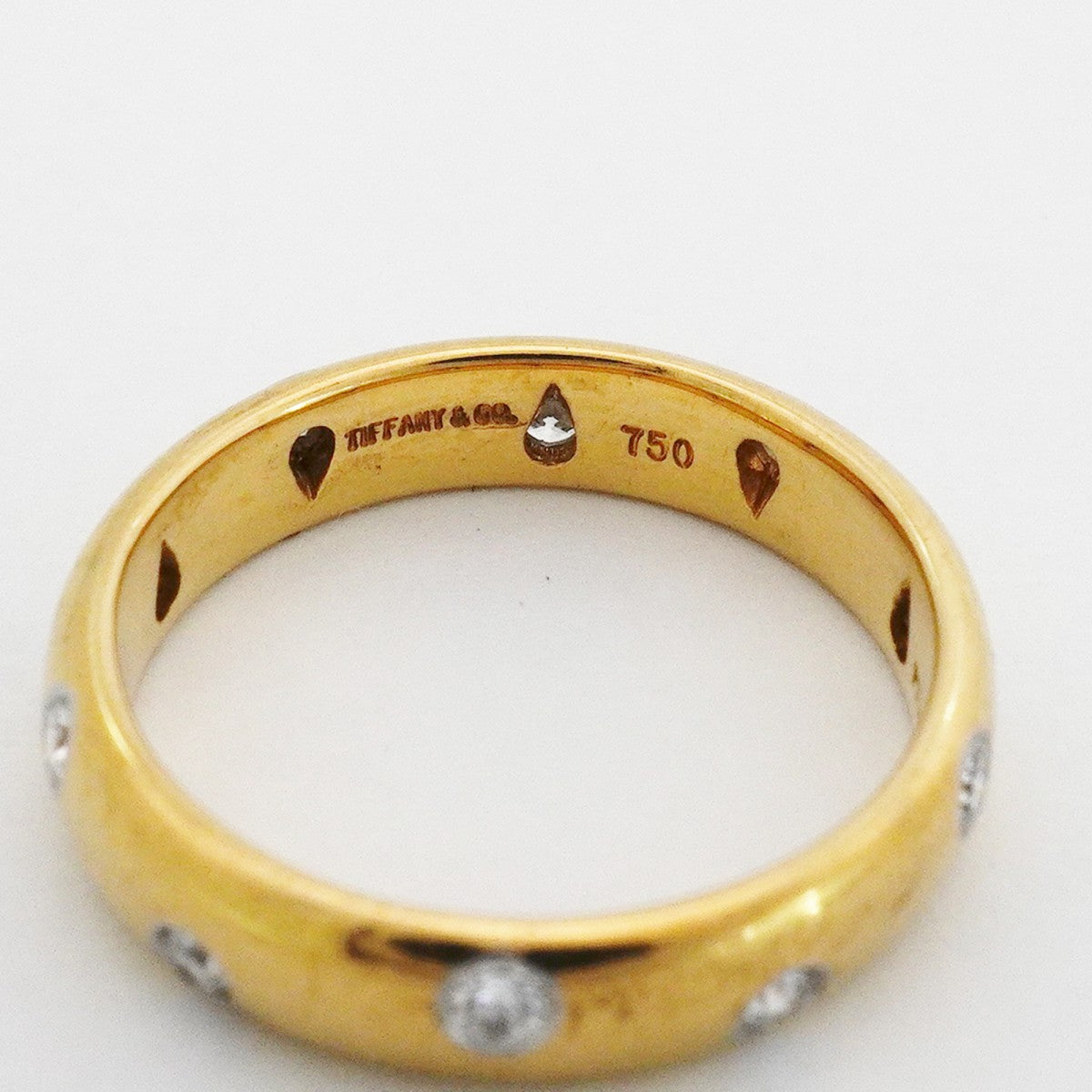 【6jfb0081】ティファニー リング ドッツ K18YG イエローゴールド Pt950 プラチナ ダイヤモンド 12.5号【中古】レディース