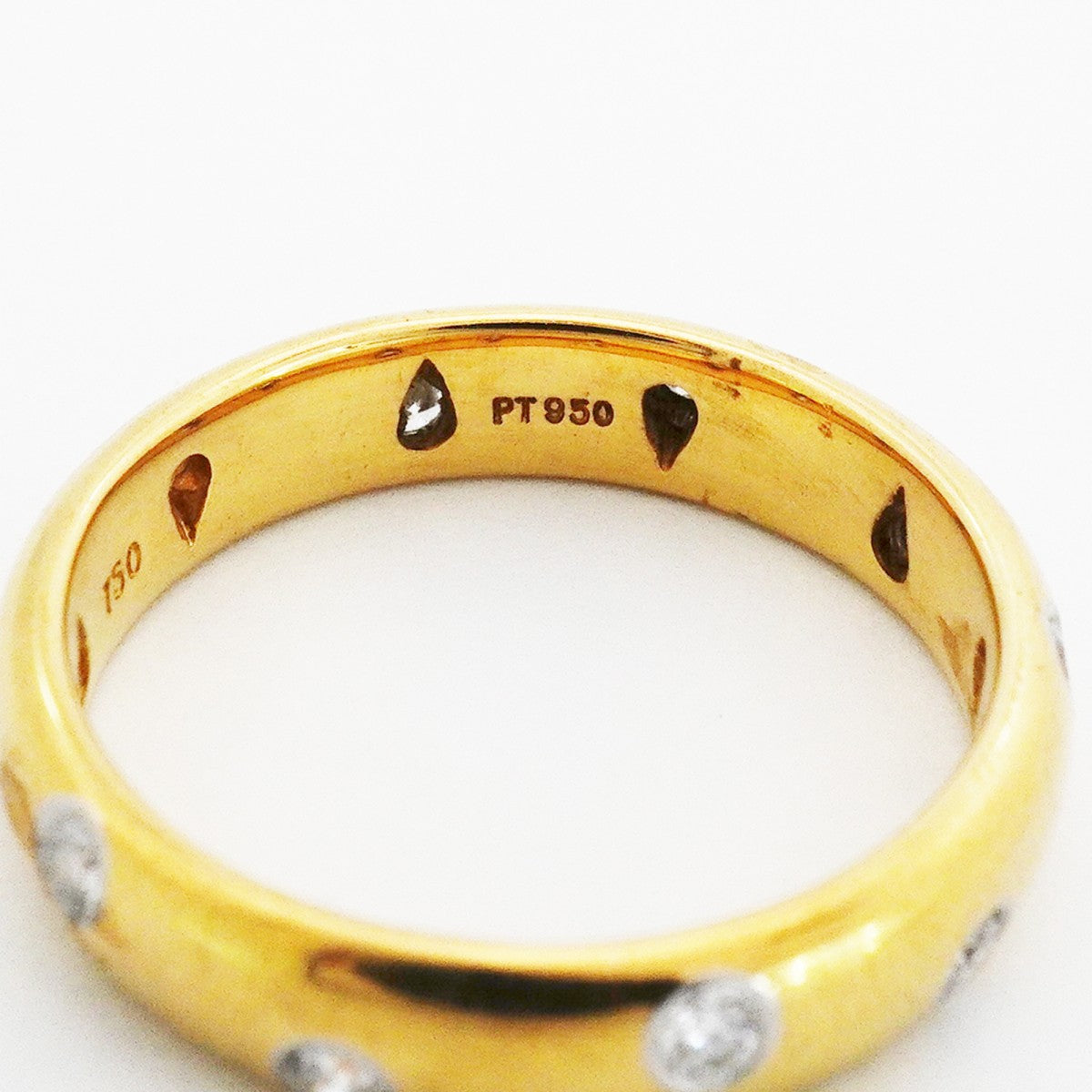 【6jfb0081】ティファニー リング ドッツ K18YG イエローゴールド Pt950 プラチナ ダイヤモンド 12.5号【中古】レディース