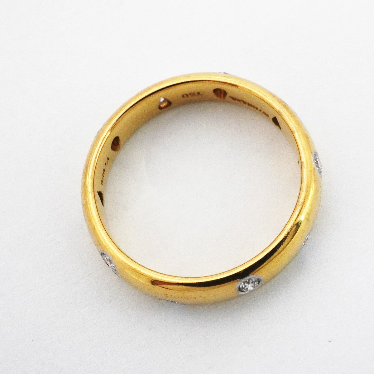 【6jfb0081】ティファニー リング ドッツ K18YG イエローゴールド Pt950 プラチナ ダイヤモンド 12.5号【中古】レディース