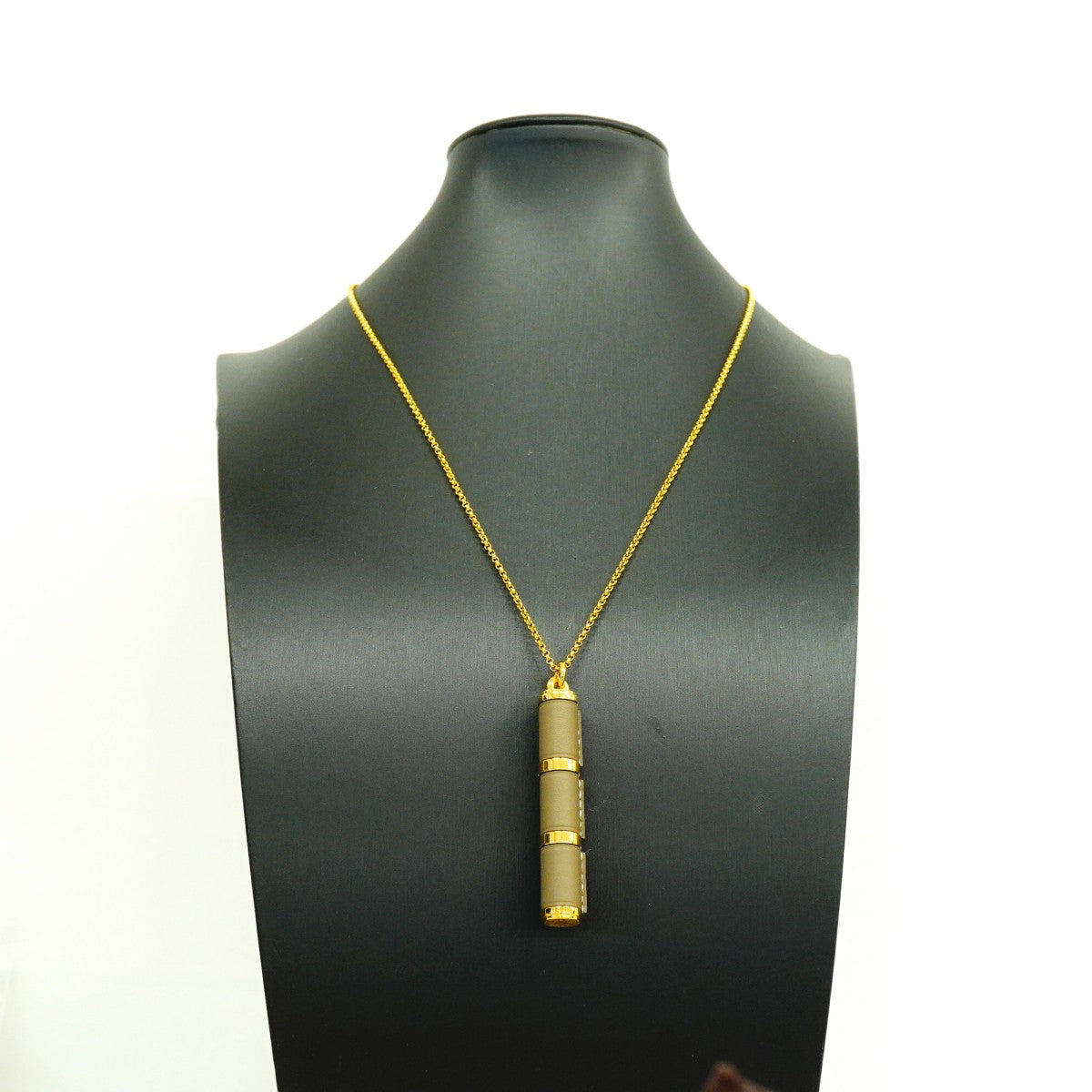 【6jfb0099】エルメス ネックレス シャルニエールGM GPメッキ レザー ゴールド グレー【中古】メンズ レディース ユニセックス