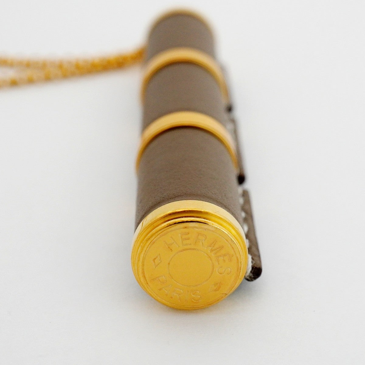 【6jfb0099】エルメス ネックレス シャルニエールGM GPメッキ レザー ゴールド グレー【中古】メンズ レディース ユニセックス