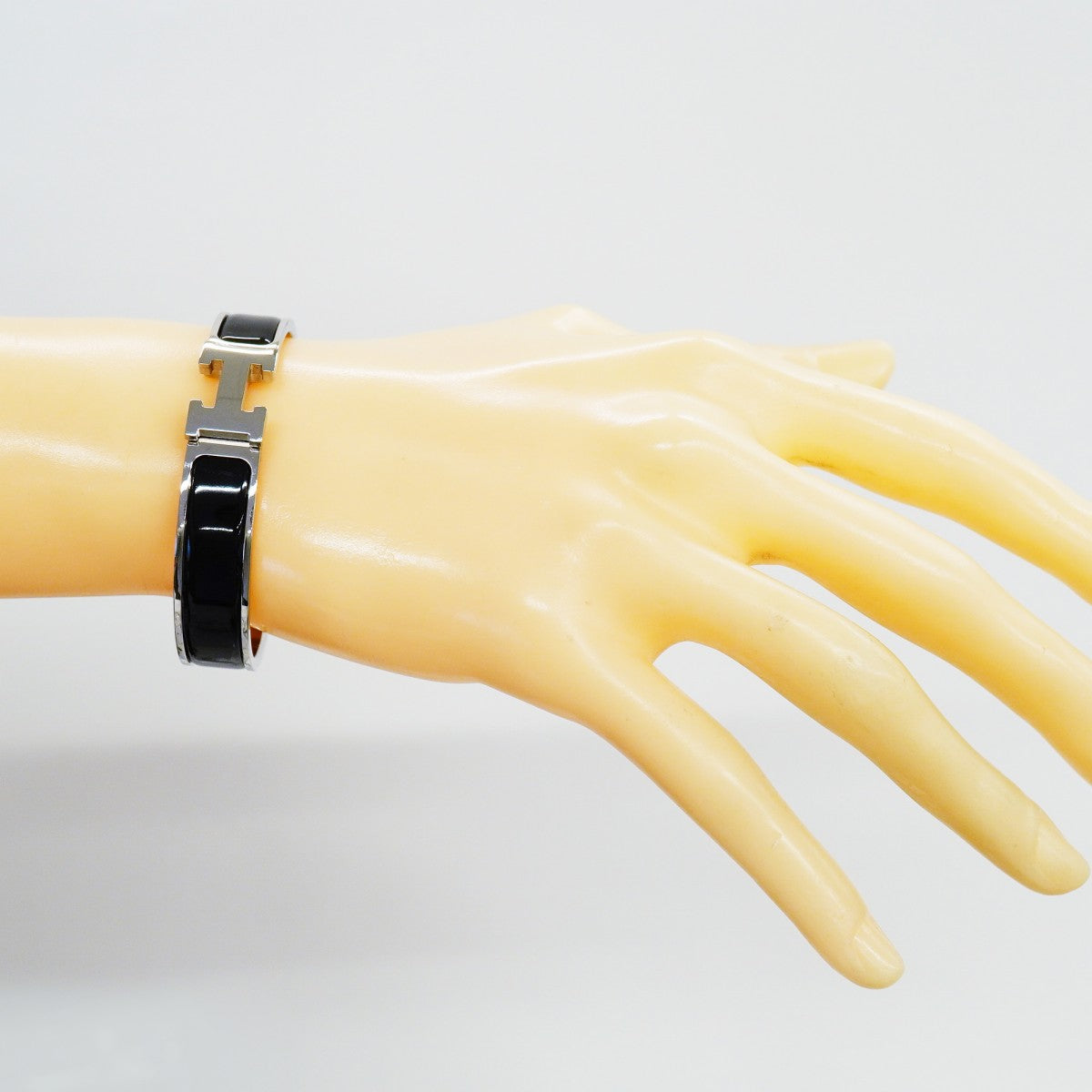 【6jfb0100】エルメス バングル クリッククラックPM メタル シルバー ブラック【中古】レディース