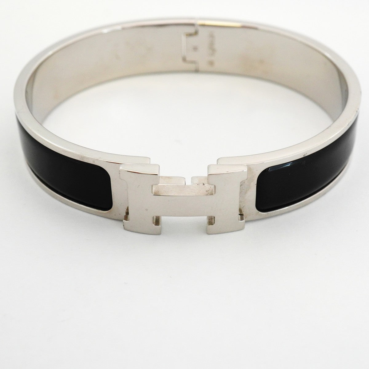 【6jfb0100】エルメス バングル クリッククラックPM メタル シルバー ブラック【中古】レディース