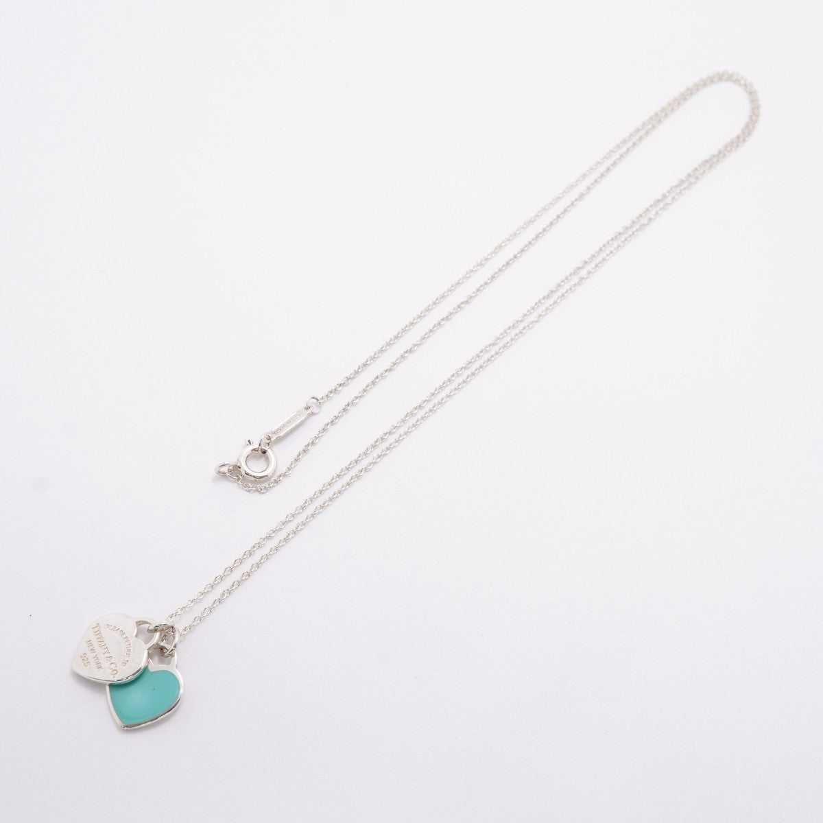 【6jfb0122-k】ティファニー ネックレス ダブルリターントゥハート シルバー925 ブルー【中古】レディース