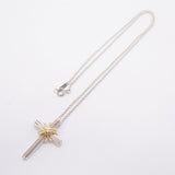 【6jfb0123-k】ティファニー ネックレス シグネチャークロス K18YG イエローゴールド シルバー925【中古】レディース