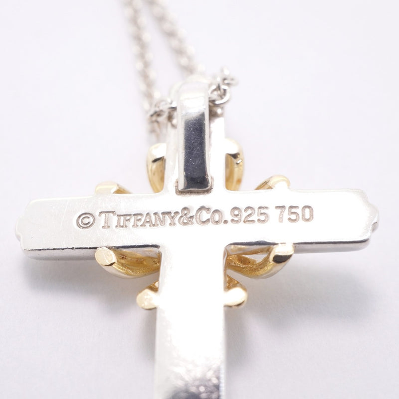 【6jfb0123-k】ティファニー ネックレス シグネチャークロス K18YG イエローゴールド シルバー925【中古】レディース