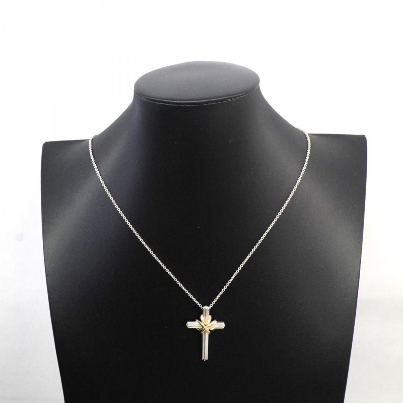【6jfb0123-k】ティファニー ネックレス シグネチャークロス K18YG イエローゴールド シルバー925【中古】レディース