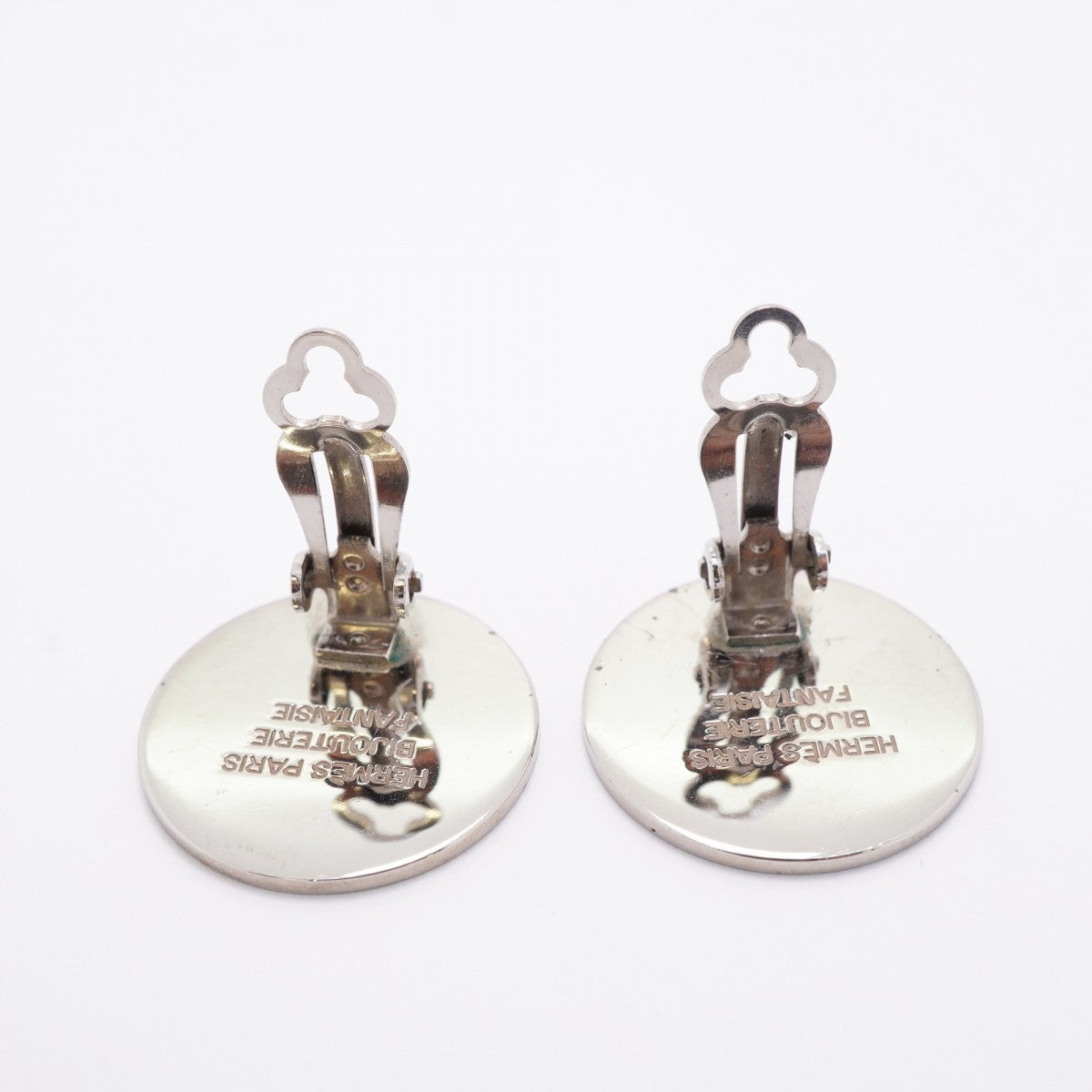 【6jfb0126-k】エルメス イヤリング セリエ メタル シルバー【中古】レディース