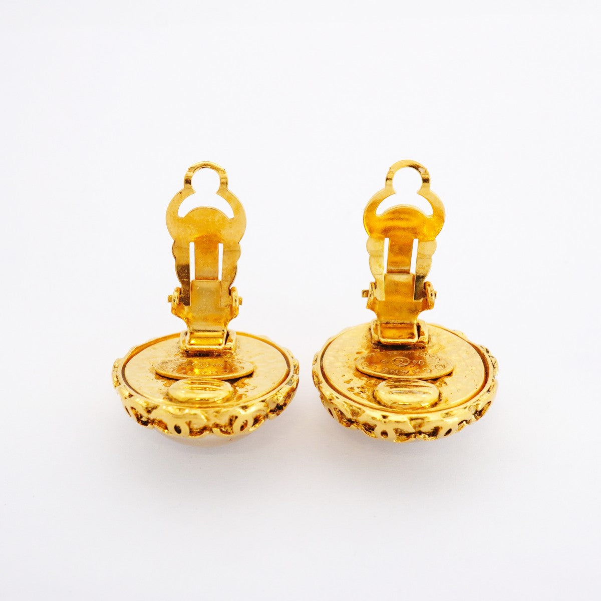 【6jfb0164-k】シャネル イヤリング ヴィンテージ ココマーク GPメッキ フェイクパール ゴールド【中古】レディース