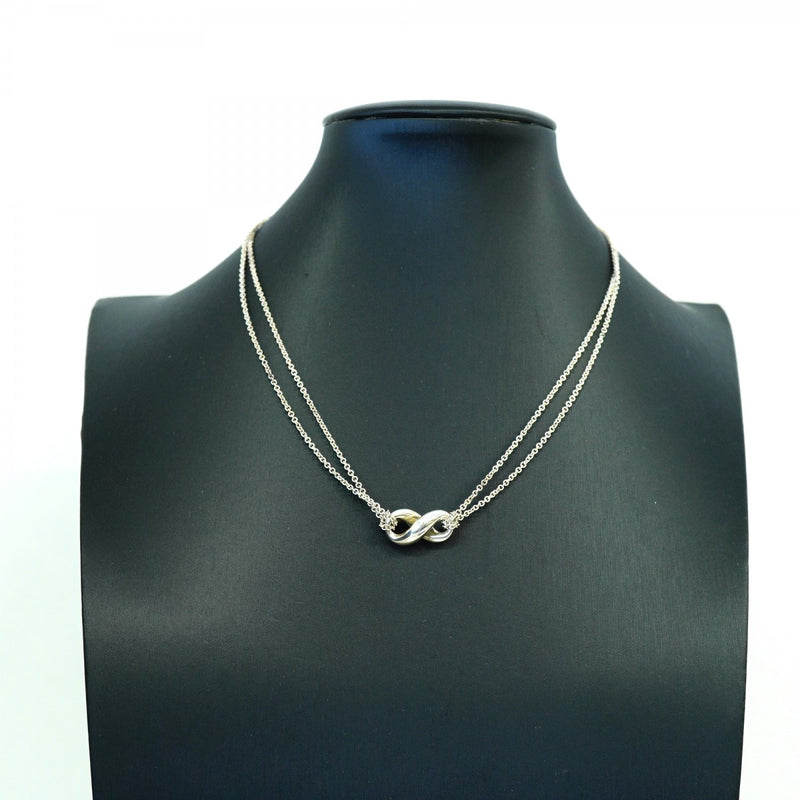 【6jfb0170-k】ティファニー ネックレス インフィニティ ダブルチェーン シルバー925【中古】レディース
