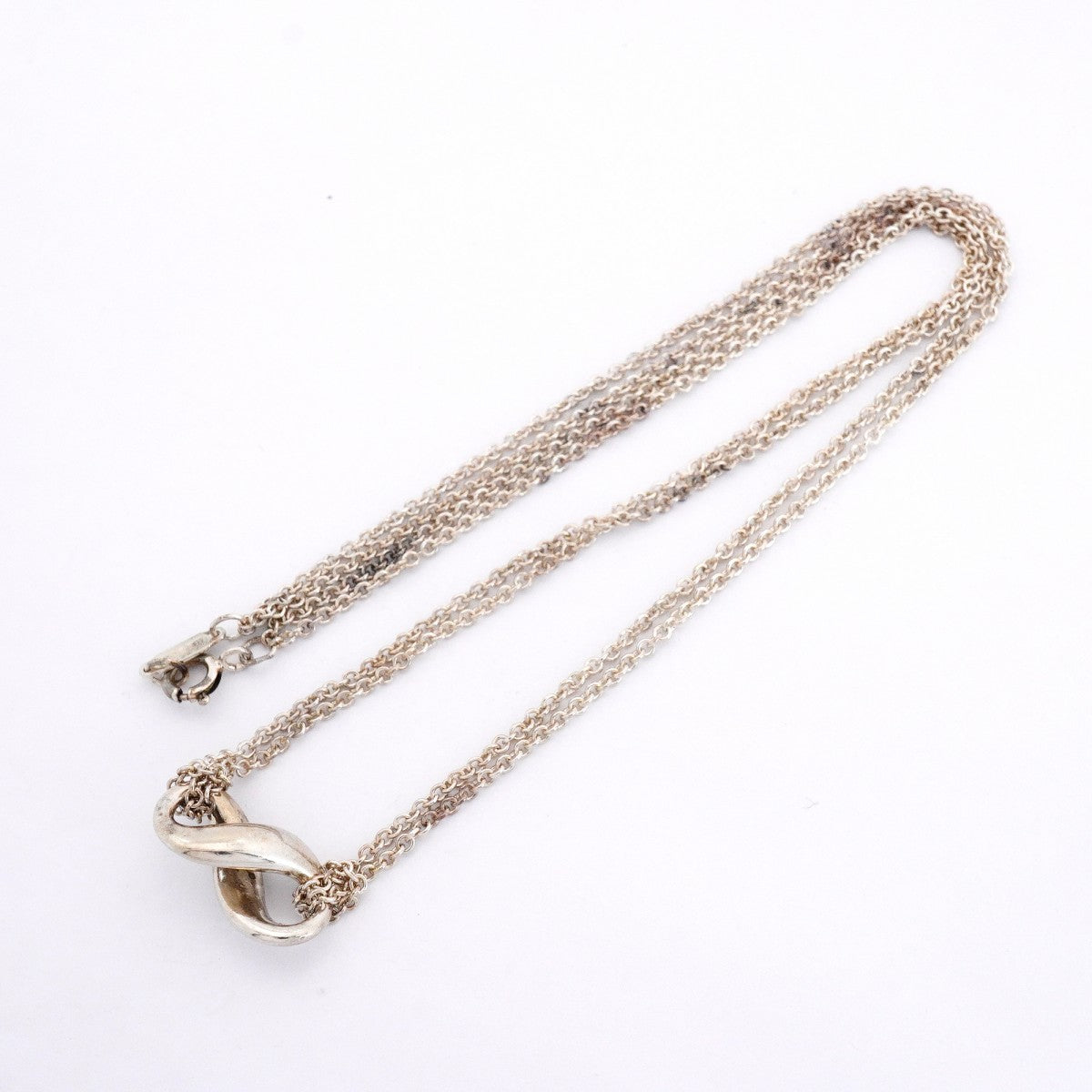 【6jfb0170-k】ティファニー ネックレス インフィニティ ダブルチェーン シルバー925【中古】レディース