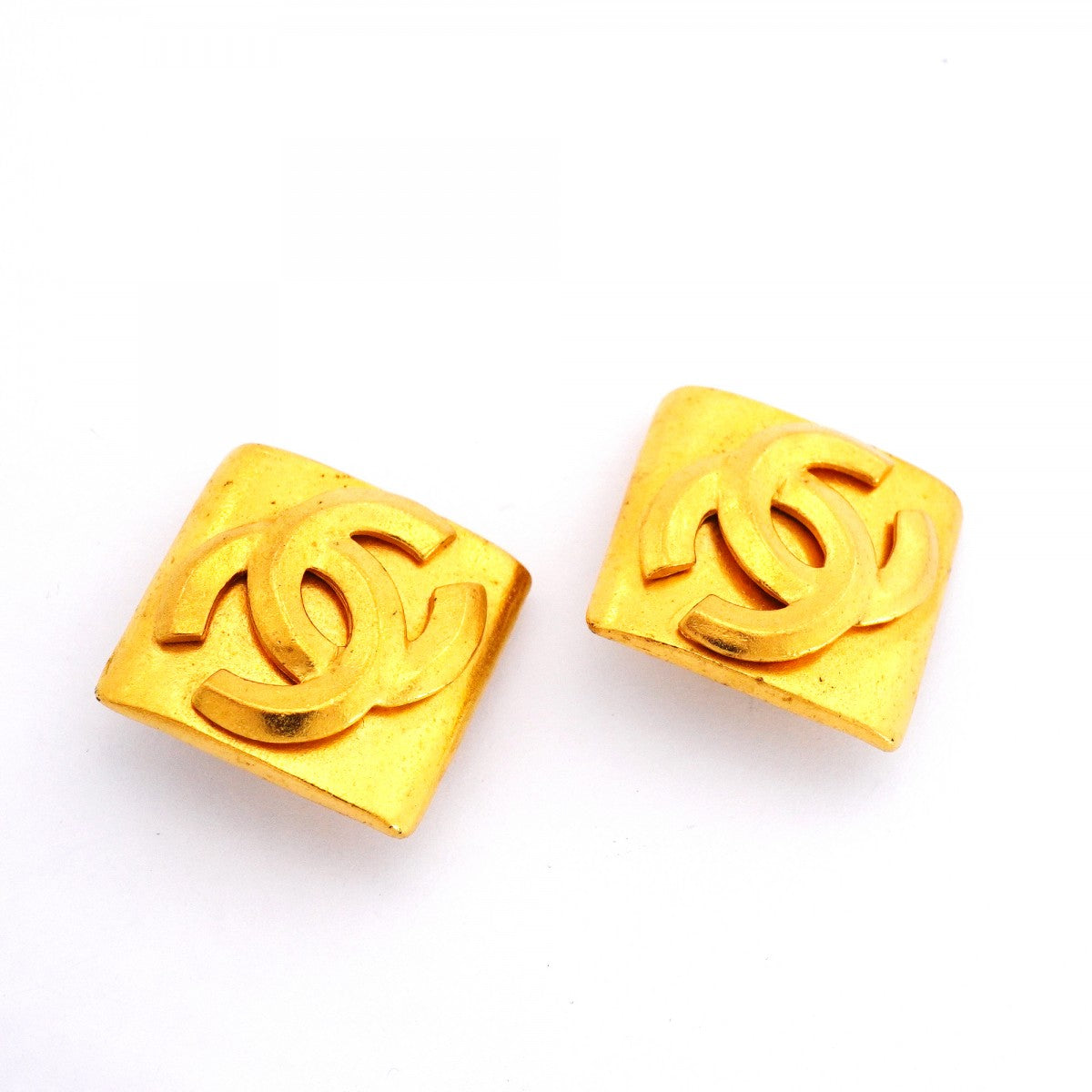 【6jfb0177-k】シャネル イヤリング ヴィンテージ ココマーク 菱形 GPメッキ ゴールド【中古】レディース