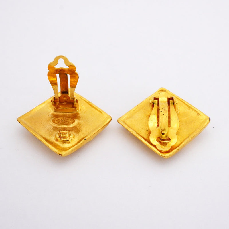 【6jfb0177-k】シャネル イヤリング ヴィンテージ ココマーク 菱形 GPメッキ ゴールド【中古】レディース