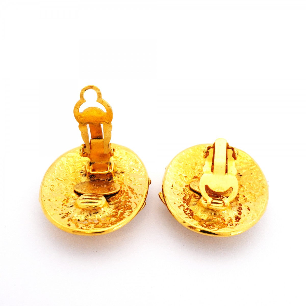 【6jfb0178-k】シャネル イヤリング ヴィンテージ ココマーク オーバル GPメッキ ゴールド【中古】レディース