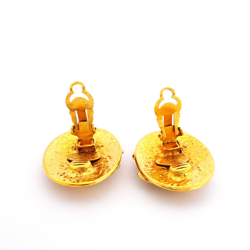 【6jfb0178-k】シャネル イヤリング ヴィンテージ ココマーク オーバル GPメッキ ゴールド【中古】レディース
