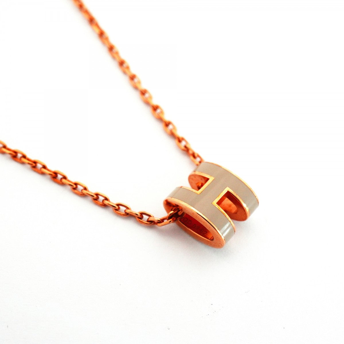 【6jfb0181-k】エルメス ネックレス ミニポップH GPメッキ グレー ピンクゴールド【中古】レディース