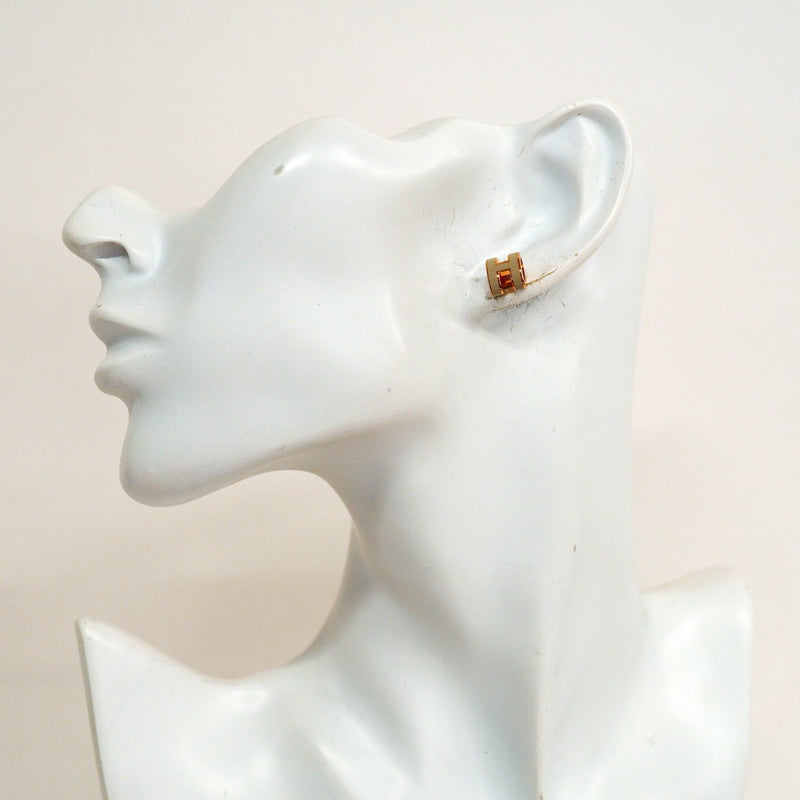 【6jfb0190-k】エルメス ピアス ミニポップH GPメッキ グレー ピンクゴールド【中古】レディース