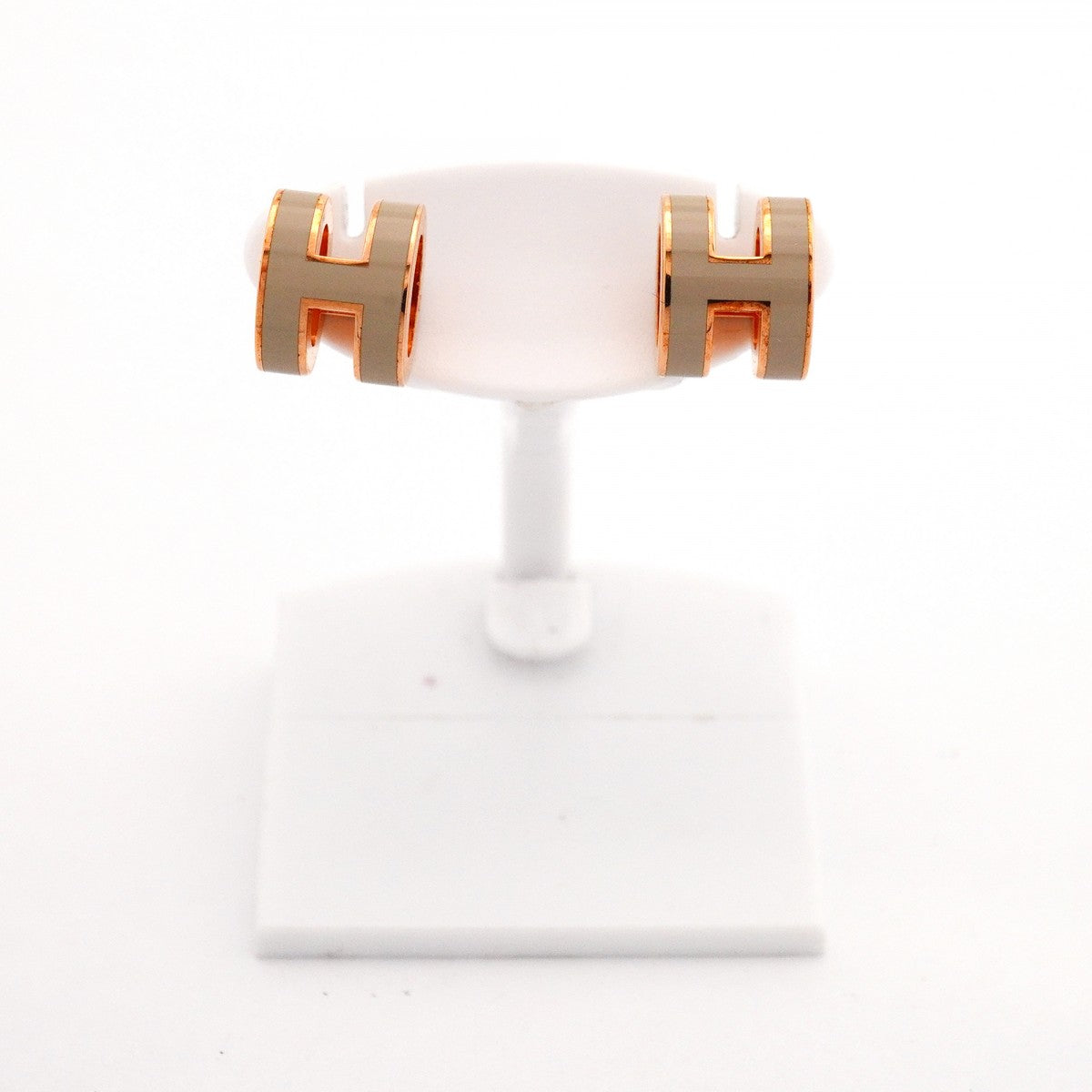 【6jfb0190-k】エルメス ピアス ミニポップH GPメッキ グレー ピンクゴールド【中古】レディース