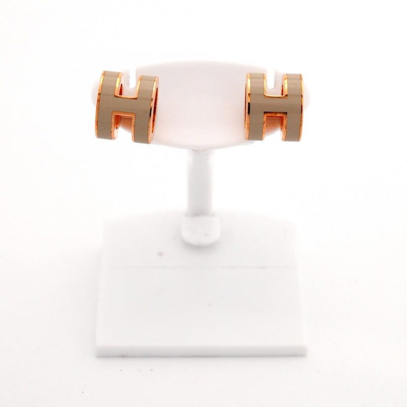 【6jfb0190-k】エルメス ピアス ミニポップH GPメッキ グレー ピンクゴールド【中古】レディース