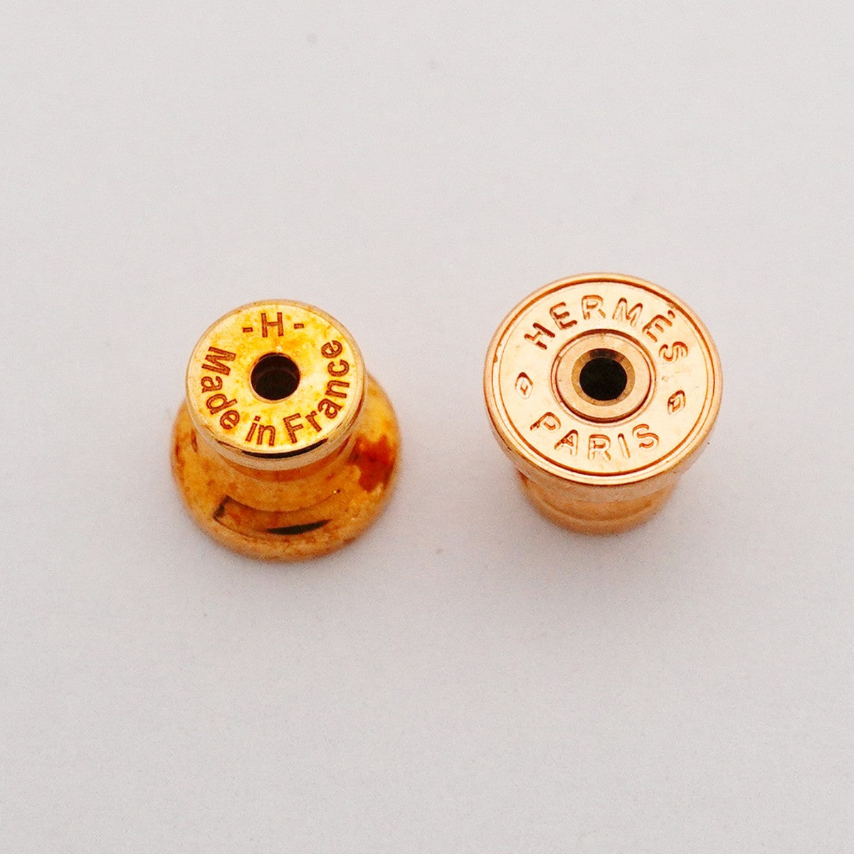 【6jfb0190-k】エルメス ピアス ミニポップH GPメッキ グレー ピンクゴールド【中古】レディース