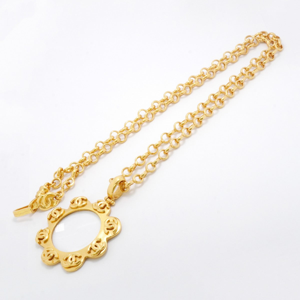 【6jfb0203-k】シャネル ネックレス ヴィンテージ ココマーク ルーペ GPメッキ ゴールド【中古】レディース