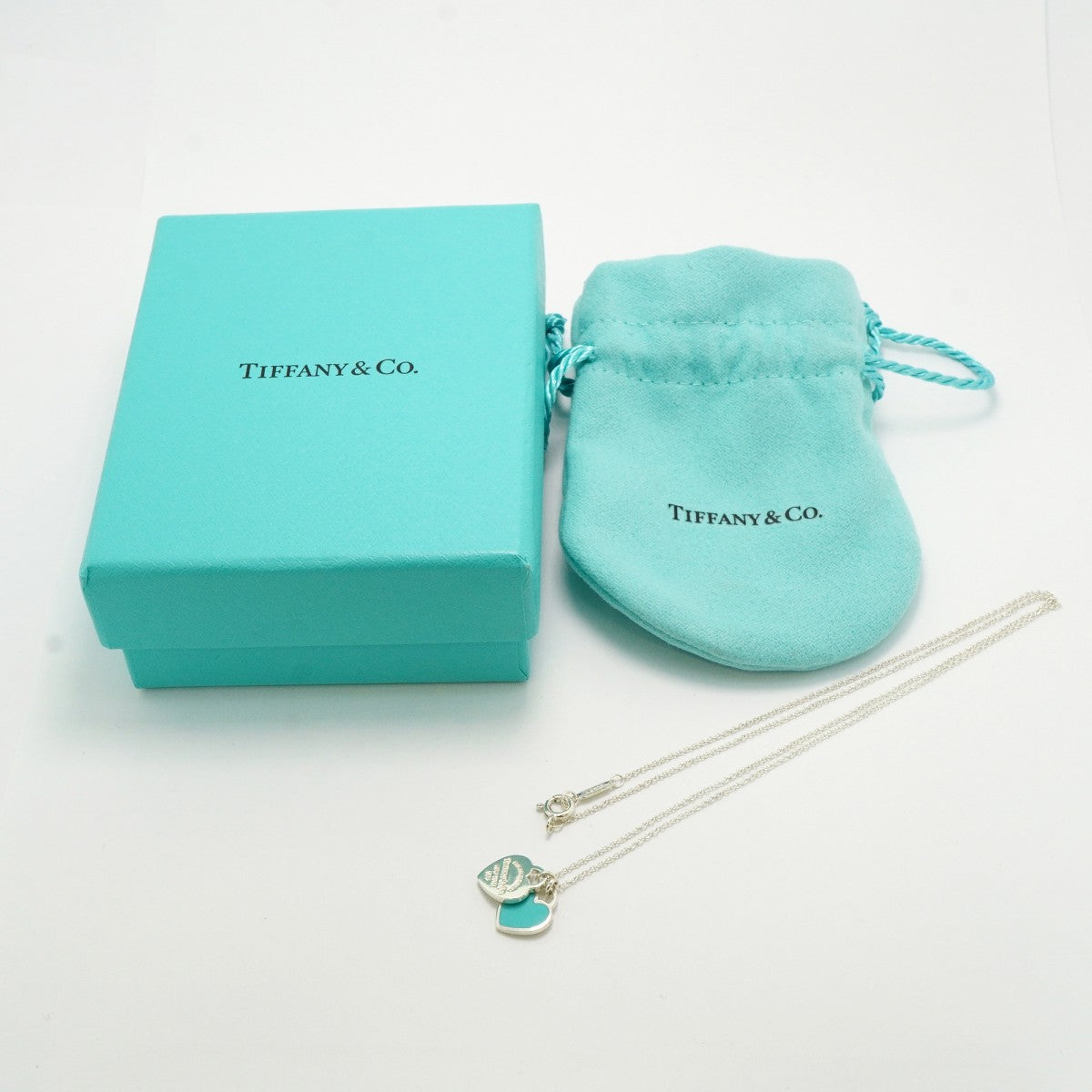 【6jfb0205-k】ティファニー ネックレス ダブルリターントゥハート シルバー925 ブルー【中古】レディース