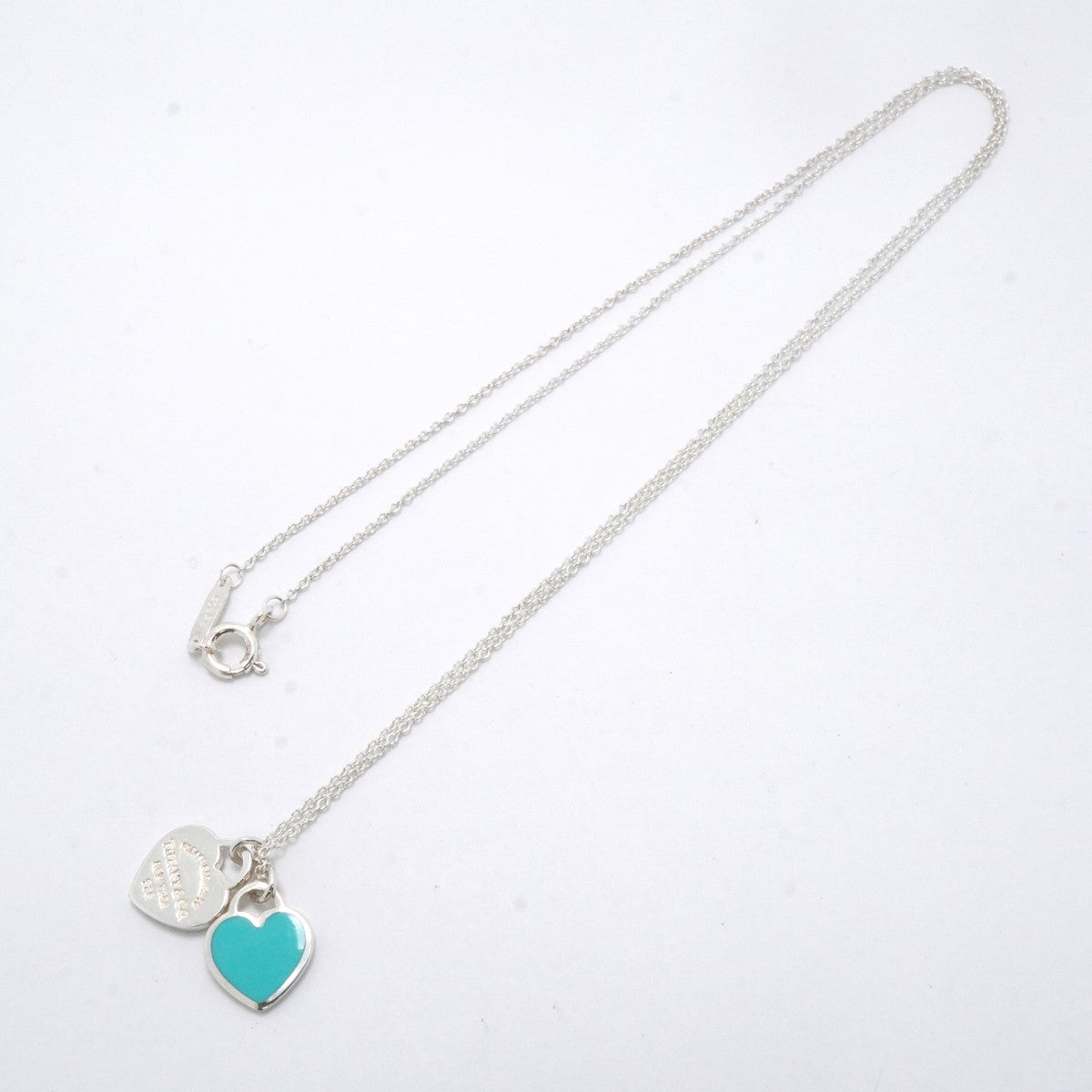 【6jfb0205-k】ティファニー ネックレス ダブルリターントゥハート シルバー925 ブルー【中古】レディース