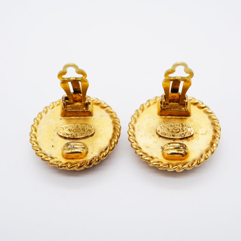 【6jfb0211-k】シャネル イヤリング ヴィンテージ ココマーク GPメッキ ゴールド ブラック【中古】レディース