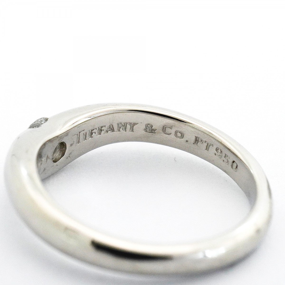【6jfb0220】ティファニー リング カーブドバンド 1PD Pt950 プラチナ ダイヤモンド 10.5号【中古】レディース