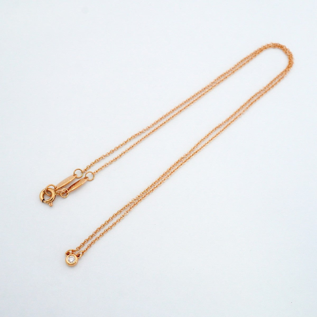 【6jfb0230】ティファニー ネックレス バイザヤード 1PD K18PG ピンクゴールド ダイヤモンド【中古】レディース