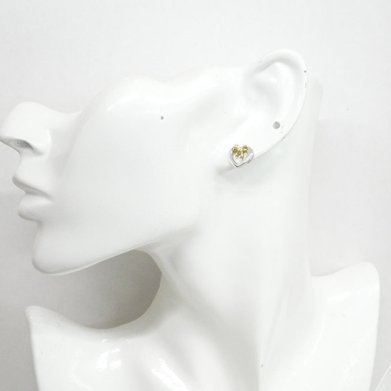 【6jfb0235-k】ティファニー ピアス ハートリボン K18YG イエローゴールド シルバー925【中古】レディース