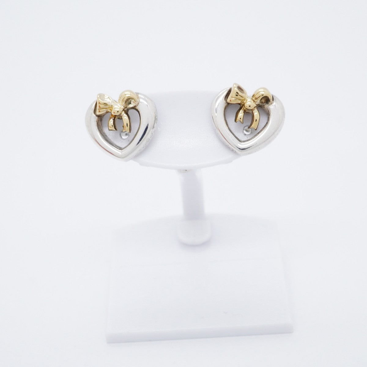 【6jfb0235-k】ティファニー ピアス ハートリボン K18YG イエローゴールド シルバー925【中古】レディース