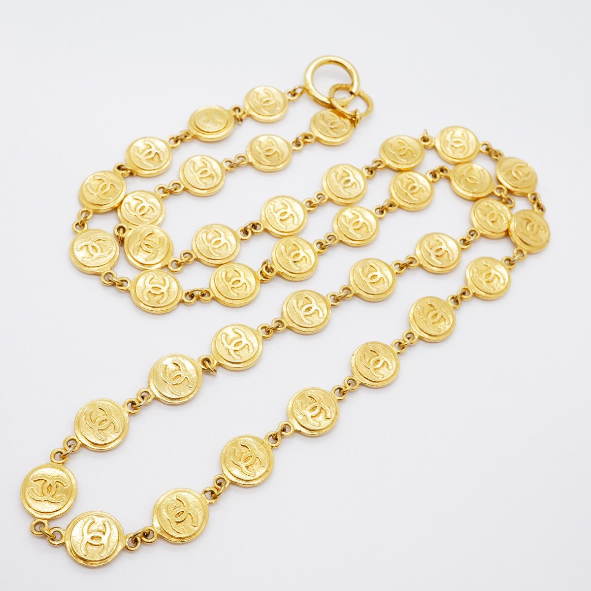 【6jfb0241-k】シャネル ネックレス ヴィンテージ ココマーク コインモチーフ GPメッキ ゴールド【中古】レディース