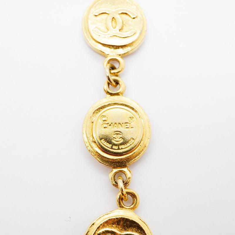 【6jfb0241-k】シャネル ネックレス ヴィンテージ ココマーク コインモチーフ GPメッキ ゴールド【中古】レディース